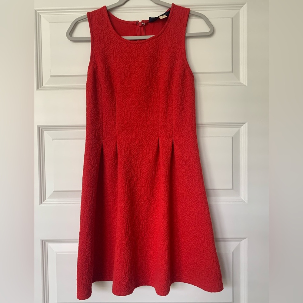 Blue Rain Textured Red Dress